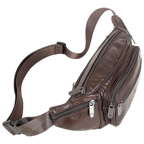 Genuine Leather Fanny Pack/Waist Bag/Organizer , Brown-861 Medium - Picture 5 of 9